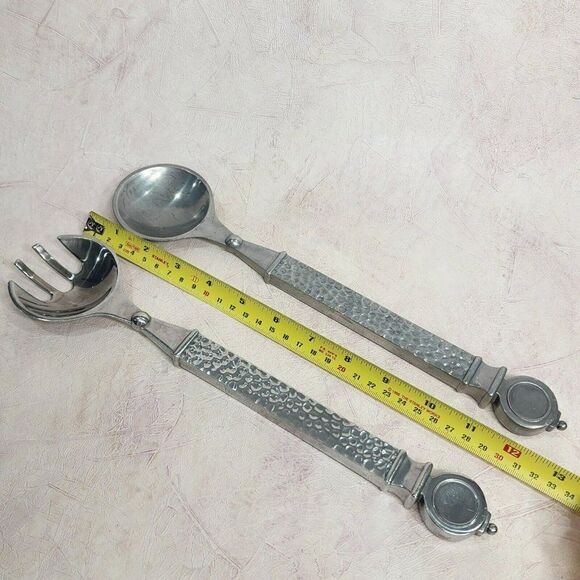 Southern Living At Home Conroy Salad Servers Set Hammered Handle - Picture 2 of 9